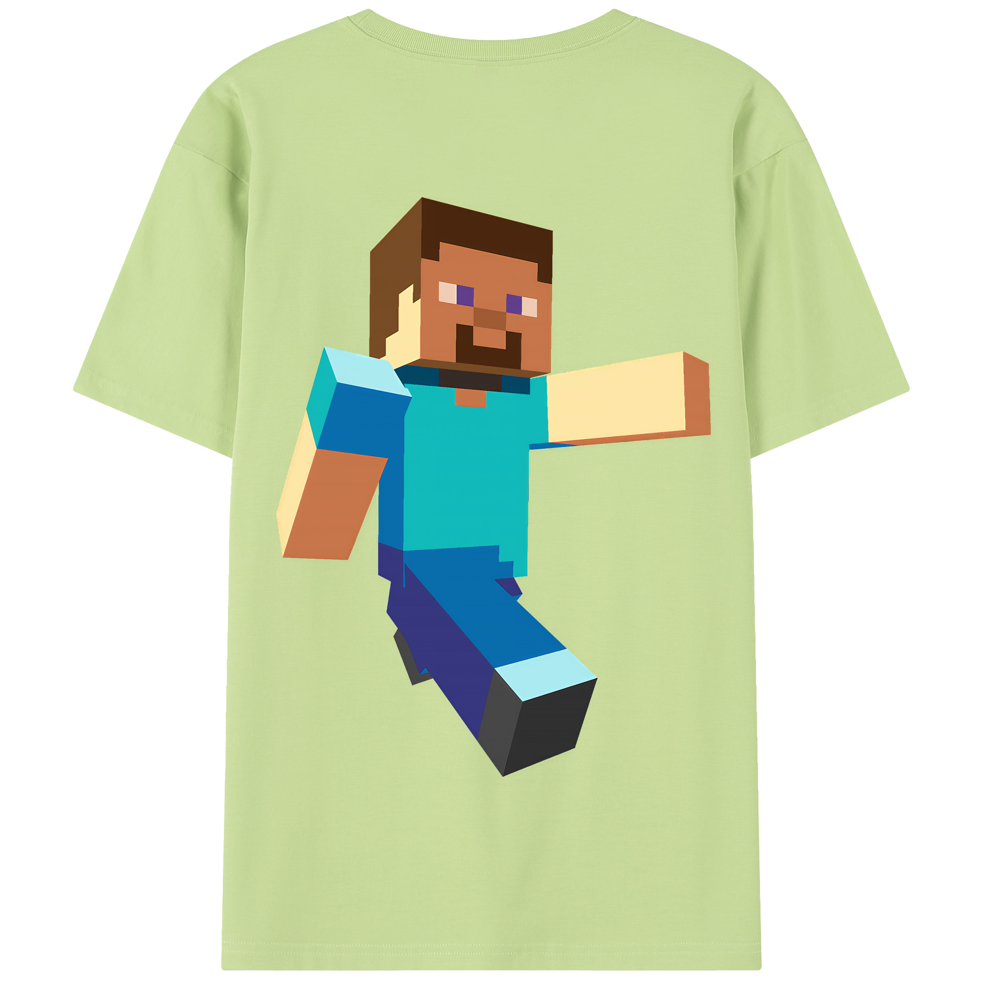 （画像用） マインクラフト ブロックの世界 Minecraft MC Block world 綿100％半袖Tシャツ（背面プリント）